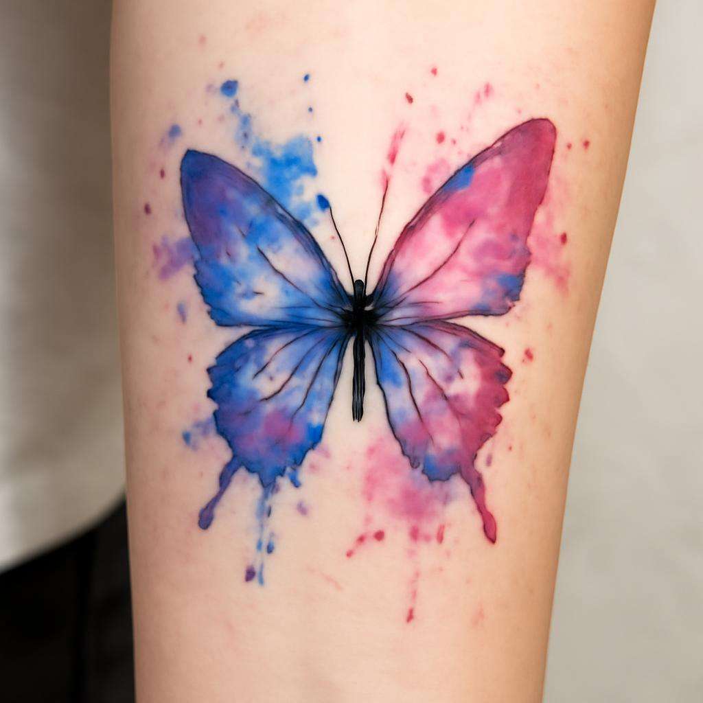 Watercolor butterfly tattoo
