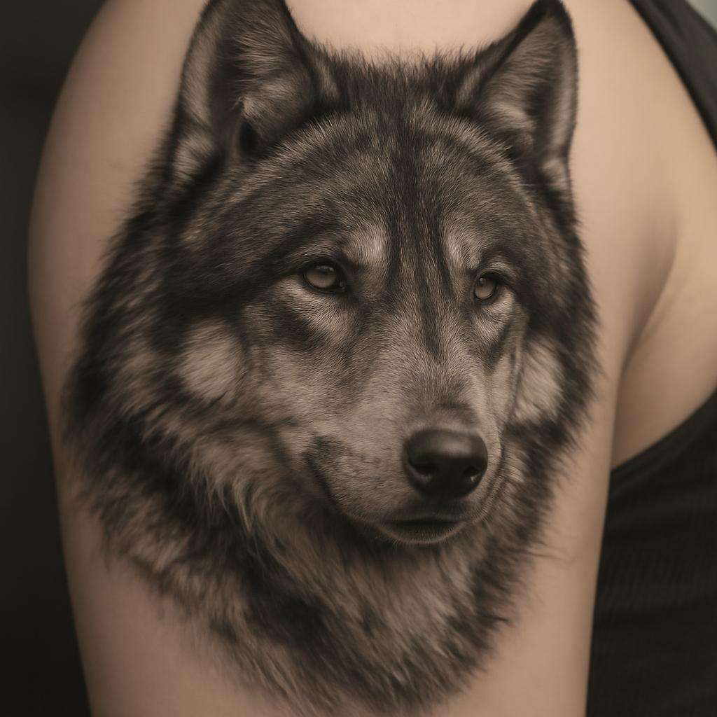 Realistic wolf portrait